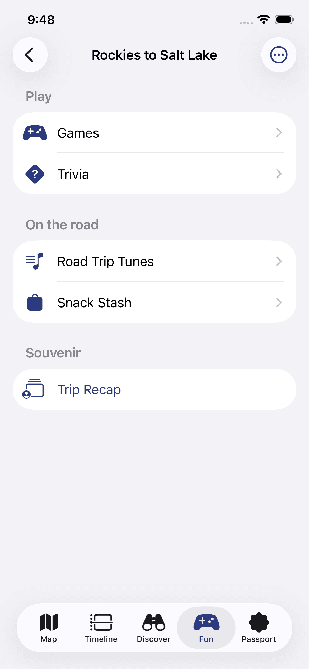 Mile Marker Trip Fun screen