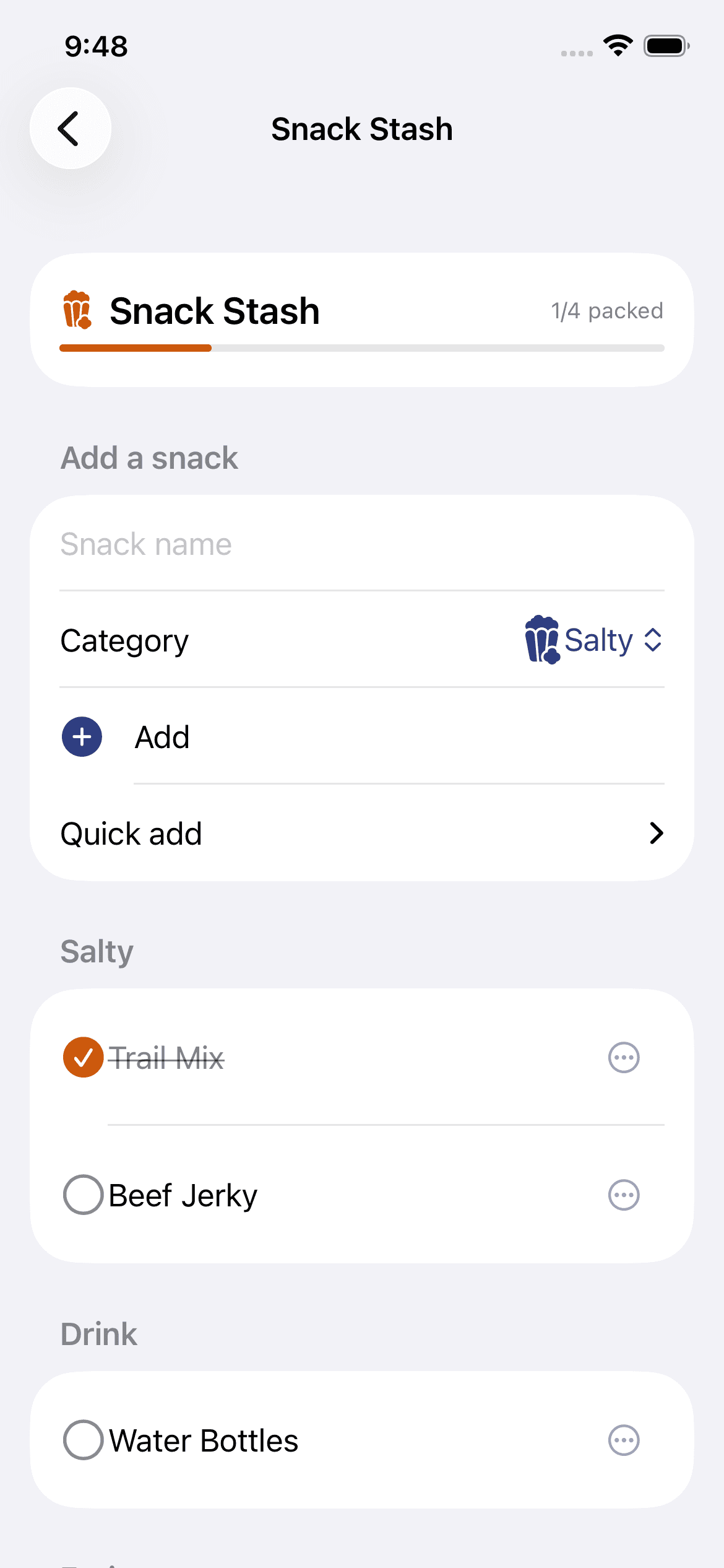 Mile Marker Trip Snack Stash screen